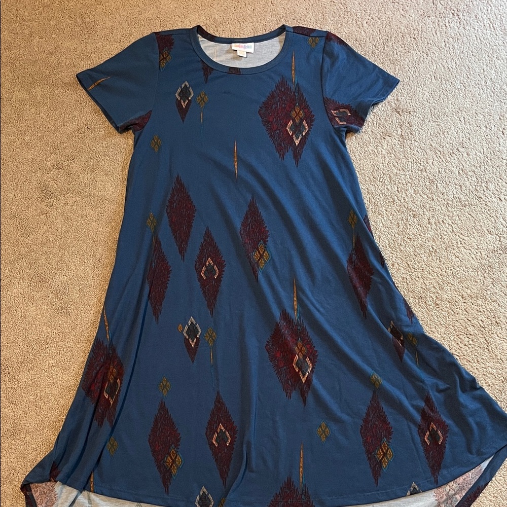 Lularoe Blue Geometric Pattern Dress